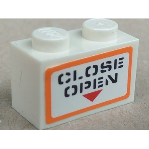 Деталь LEGO 3004pb099 Brick 1 x 2 with 'CLOSE OPEN' Pattern (Sticker) - Set 7738