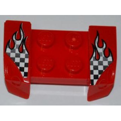 Vehicle, Mudguard 2 x 4 with Headlights Overhang with Checkered Flames Pattern on Both Sides (Stickers) - Set 8198 Vehicle, Mudguard 2 x 4 with Headlights Overhang with Checkered Flames Pattern on Both Sides (Stickers) - Set 8198