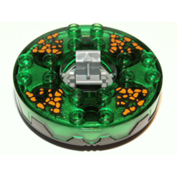 Turntable 6 x 6 x 1 1/3 Round Base Serrated with Trans-Green Top and Black and Orange Pattern (Ninjago Spinner) Turntable 6 x 6 x 1 1/3 Round Base Serrated with Trans-Green Top and Black and Orange Pattern (Ninjago Spinner)