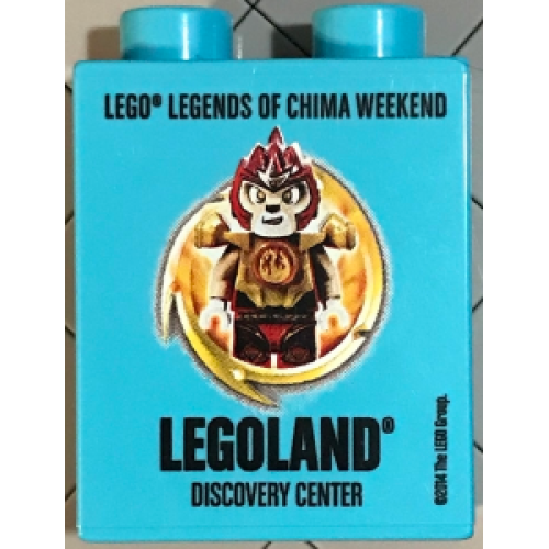 Деталь LEGO 4066pb489 Duplo, Brick 1 x 2 x 2 with LEGO Legends of Chima Weekend LEGOLAND Discovery Center Pattern