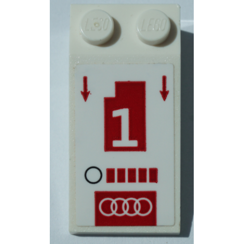 Деталь LEGO 30363pb050 Slope 18 4 x 2 with White Number 1, Red Arrows, and Audi Logo Pattern (Sticker) - Set 75872