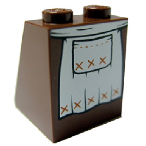 Деталь LEGO 3678bpb013 Slope 65 2 x 2 x 2 with Bottom Tube with Minifigure Dress / Skirt / Robe, Apron with Black Pocket Pattern