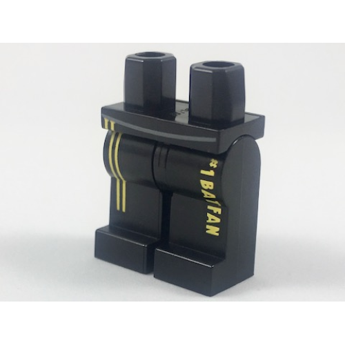 Деталь LEGO 970c00pb0756 Hips and Legs with Yellow Stripes and '#1 Batfan' Pattern