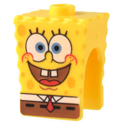 Minifigure, Head, Modified SpongeBob SquarePants with Open Mouth Smile Small Pattern