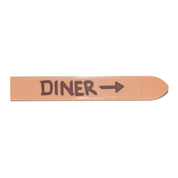 Minifigure, Utensil Ski 6L with Reddish Brown 'DINER' and Arrow Pattern (Sticker) - Set 70840