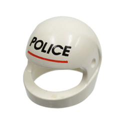 Minifigure, Headgear Helmet Motorcycle (Standard) with Black 'POLICE' and Red Line Pattern