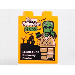 Duplo, Brick 1 x 2 x 2 with Happy Halloween 2023 LEGOLAND Discovery Centre Pattern