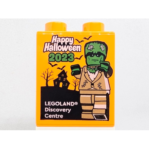 Деталь LEGO 4066pb808 Duplo, Brick 1 x 2 x 2 with Happy Halloween 2023 LEGOLAND Discovery Centre Pattern