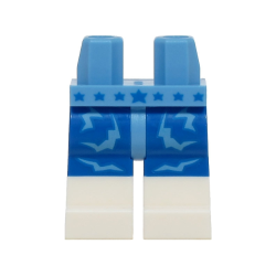 Hips and Blue Legs with Molded White Lower Legs / Boots and Printed Medium Blue Lightning Bolts and Blue Stars Pattern (BAM)