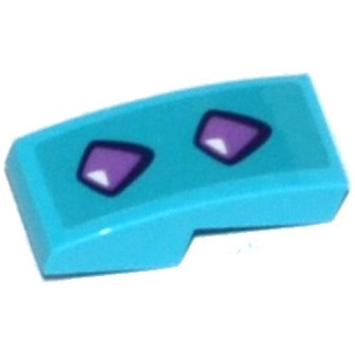 Деталь LEGO 11477pb029 Slope, Curved 2 x 1 x 2/3 with 2 Medium Lavender Geometric Dragon Scales Pattern (Sticker) - Set 41172