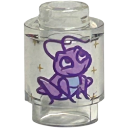 Brick, Round 1 x 1 with Medium Lavender and Dark Purple Cricket and Gold Sparkles Pattern (Mulan Cri-Kee)