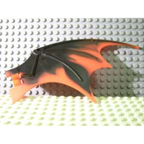 Деталь LEGO 51342pb05 Dragon Wing 19 x 11 with Bar Hole and 2 Pin Holes with Marbled Trans-Red Trailing Edge Pattern