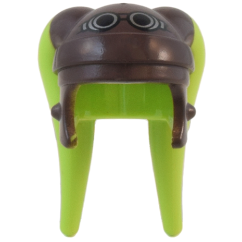 Деталь LEGO 87571pb05 Minifigure, Headgear Headdress SW Twi'lek with Dark Brown Helmet, Silver Goggles, and White Circles Pattern (Hera Syndulla)