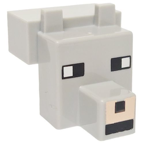 Деталь LEGO 20308pb03 Creature Head Pixelated with Snout with Black and White Eyes Small, Light Nougat Muzzle Pattern (Minecraft Wolf)