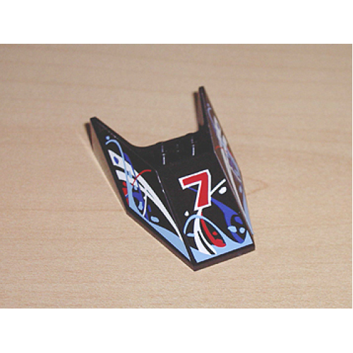 Деталь LEGO 6152apb04 Windscreen 6 x 4 x 1 1/3 with Bottom Tabs and Hollow Studs with Number 7 and Blue, White and Red Swirls Pattern (Stickers) - Set 8223