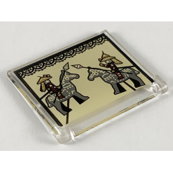 Glass for Window 1 x 4 x 3 - Opening with Traditional Chinese Warriors and Horses Pattern