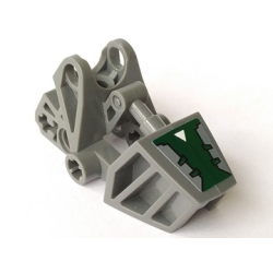 Bionicle Foot with Ball Joint Socket 3 x 6 x 2 1/3, Rounded Tops with Dark Green Cover and White Triangle Pattern (Sticker) - Set 8100