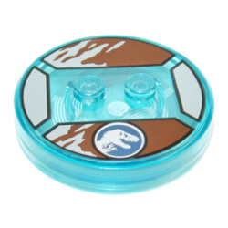 Dimensions Toy Tag 4 x 4 x 2/3 with 2 Studs and Trans-Light Blue Bottom with Silver Jurassic World Logo on Reddish Brown and Light Bluish Gray Background Pattern (Owen) Dimensions Toy Tag 4 x 4 x 2/3 with 2 Studs and Trans-Light Blue Bottom with Silver Jurassic World Logo on Reddish Brown and Light Bluish Gray Background Pattern (Owen)