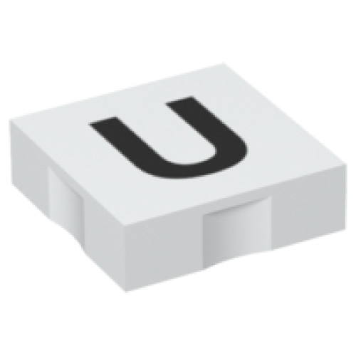 Деталь LEGO 6309pb039 Duplo, Tile 2 x 2 with Black Capital Letter U Pattern