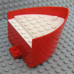 Boat, Hull Smooth Bow 5 x 6 x 3 1/3 with White Deck - Red Boat, Hull Smooth Bow 5 x 6 x 3 1/3 with White Deck - Red