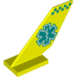 Tail Shuttle with Dark Turquoise EMT Star of Life and Checkered Stripe Pattern on Both Sides Tail Shuttle with Dark Turquoise EMT Star of Life and Checkered Stripe Pattern on Both Sides
