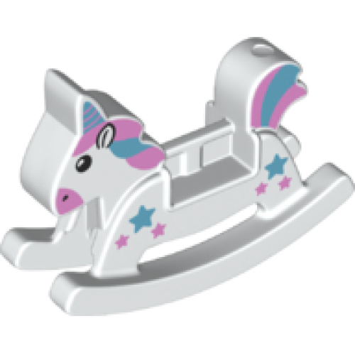 Деталь LEGO 65108pb01 Duplo Rocking Horse with Stars and Horn Pattern (Unicorn)