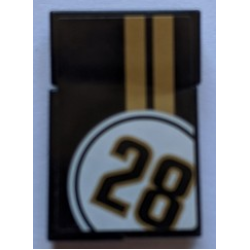 Stickered Assembly 3 x 2 with Number 28 in White Circle with Gold Stripes on Black Background Pattern (Sticker) - Set 8147 - 3 Tile 1 x 2 Stickered Assembly 3 x 2 with Number 28 in White Circle with Gold Stripes on Black Background Pattern (Sticker) - Set 8147 - 3 Tile 1 x 2