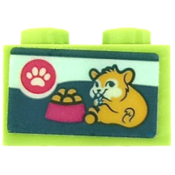 Brick 1 x 2 with Paw Print, Hamster and Food Bowl Pattern (Sticker) - Set 41405