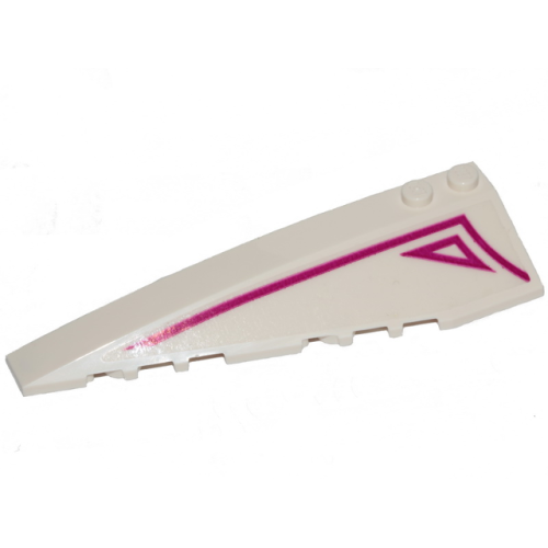 Деталь LEGO 50955pb038 Wedge 10 x 3 Left with Magenta Stripe and Outlined Triangle on Transparent Background Pattern (Sticker) - Set 70830
