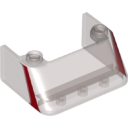 Windscreen 3 x 4 x 1 1/3 with 2 Studs on Top with Metallic Silver and Red Stripe Pattern on Both Sides Windscreen 3 x 4 x 1 1/3 with 2 Studs on Top with Metallic Silver and Red Stripe Pattern on Both Sides