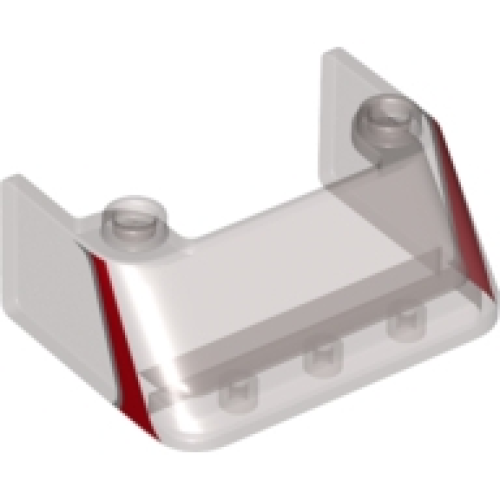 Деталь LEGO 2437pb06 Windscreen 3 x 4 x 1 1/3 with 2 Studs on Top with Metallic Silver and Red Stripe Pattern on Both Sides
