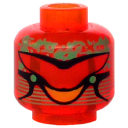 Minifigure, Head Alien with Green Brain and Yellow Mouth Pattern