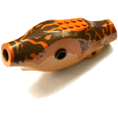 Деталь LEGO 98160c03pb01 Dinosaur Body Tyrannosaurus rex with Dark Orange Top with Dark Brown Stripes Pattern