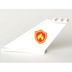 Tail 12 x 2 x 5 with Yellow and Red Fire Logo Badge Pattern on Both Sides (Stickers) - Set 4209 Tail 12 x 2 x 5 with Yellow and Red Fire Logo Badge Pattern on Both Sides (Stickers) - Set 4209