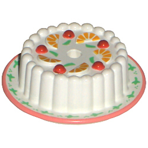 Деталь LEGO 33013pb01 Cake with Red Cherries and Orange Wedges Pattern