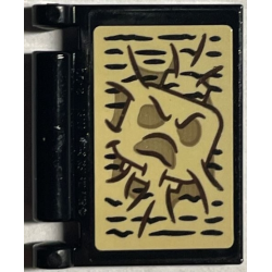 Minifigure, Utensil Book Cover with Black Writing and Minifigure Head with Dark Tan Angry Mouth and Eyes on Tan Background Pattern (Sticker) - Set 76402 Minifigure, Utensil Book Cover with Black Writing and Minifigure Head with Dark Tan Angry Mouth and Eyes on Tan Background Pattern (Sticker) - Set 76402