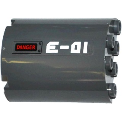 Cylinder Half 2 x 4 x 4 with 'E-01' and 'DANGER' Pattern Model Right Side (Sticker) - Set 60092 Cylinder Half 2 x 4 x 4 with 'E-01' and 'DANGER' Pattern Model Right Side (Sticker) - Set 60092