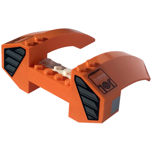 Деталь LEGO BA215pb01 Stickered Assembly 10 x 8 x 3 1/3 with 'WARNING FLAMMABLE LIQUID' and Vents Pattern on Both Sides (Stickers) - Set 7706