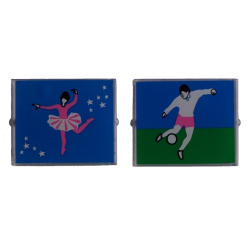 Glass for Window 1 x 4 x 3 with Ballerina and Soccer Player on Opposite Sides Pattern (Stickers) - Set 5890
