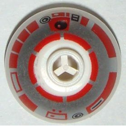Brick, Round 2 x 2 Dome Top with Silver and Red Pattern (SW R5-D4) - 6 Arcs on Top