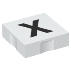 Duplo, Tile 2 x 2 with Black Capital Letter X Pattern