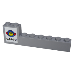 Stickered Assembly 8 x 1 x 2 with Air Cargo on White Background Pattern (Sticker) - Set 10170 - 1 Brick 1 x 8, 1 Brick 2 x 2