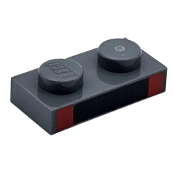 Plate 1 x 2 with Black Rectangle and 2 Red Squares Pattern Plate 1 x 2 with Black Rectangle and 2 Red Squares Pattern