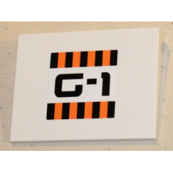 Slope 10 6 x 8 with Orange and Black Stripes and 'G-1' Pattern (Sticker) - Set 5985 Slope 10 6 x 8 with Orange and Black Stripes and 'G-1' Pattern (Sticker) - Set 5985