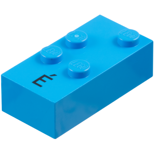 Деталь LEGO 60292pb03 Brick, Braille 2 x 4 with 4 Studs with Black Capital Letter E with Acute (É) Pattern (dots-2346 ⠮) (Spanish)