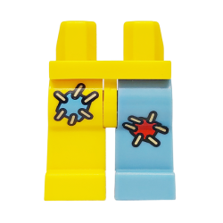 Hips and 1 Medium Blue Left Leg with Red Patch, 1 Yellow Right Leg with Medium Blue Patch Pattern Hips and 1 Medium Blue Left Leg with Red Patch, 1 Yellow Right Leg with Medium Blue Patch Pattern