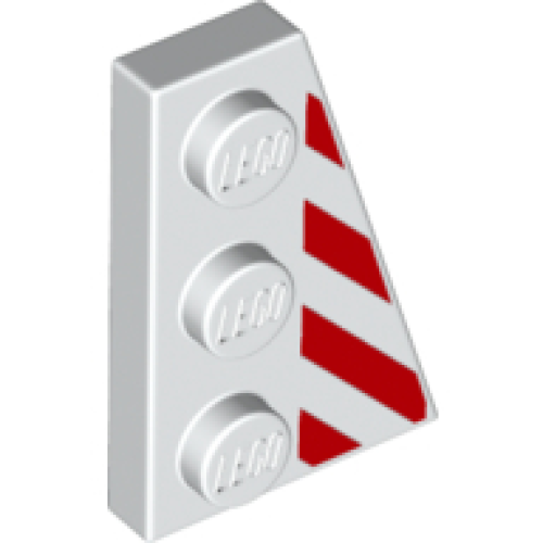 Деталь LEGO 43722pb03 Wedge, Plate 3 x 2 Right with Red Danger Stripes Pattern