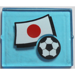 Glass for Window 1 x 4 x 3 with Flag of Japan and Soccer Ball Pattern (Sticker) - Set 3406