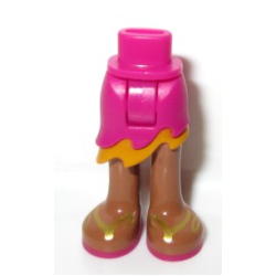 Mini Doll Hips and Asymmetric Layered Skirt Short, Medium Orange Ruffle, Medium Nougat Legs and Magenta and Gold Sandals Pattern - Thick Hinge Mini Doll Hips and Asymmetric Layered Skirt Short, Medium Orange Ruffle, Medium Nougat Legs and Magenta and Gold Sandals Pattern - Thick Hinge