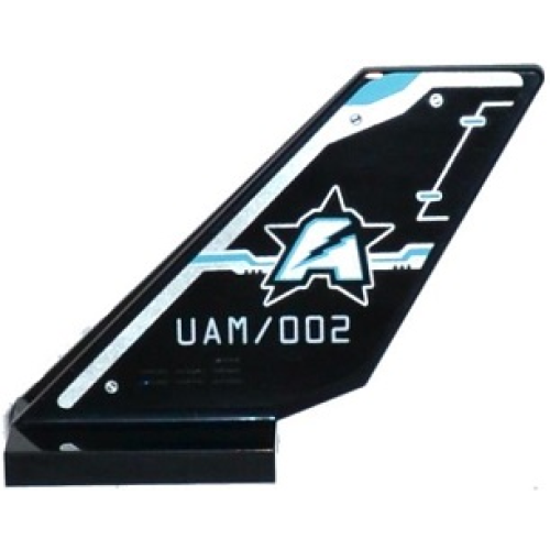 Деталь LEGO 6239pb048 Tail Shuttle with 'UAM/002' and Ultra Agents Logo Pattern on Both Sides (Stickers) - Set 70170